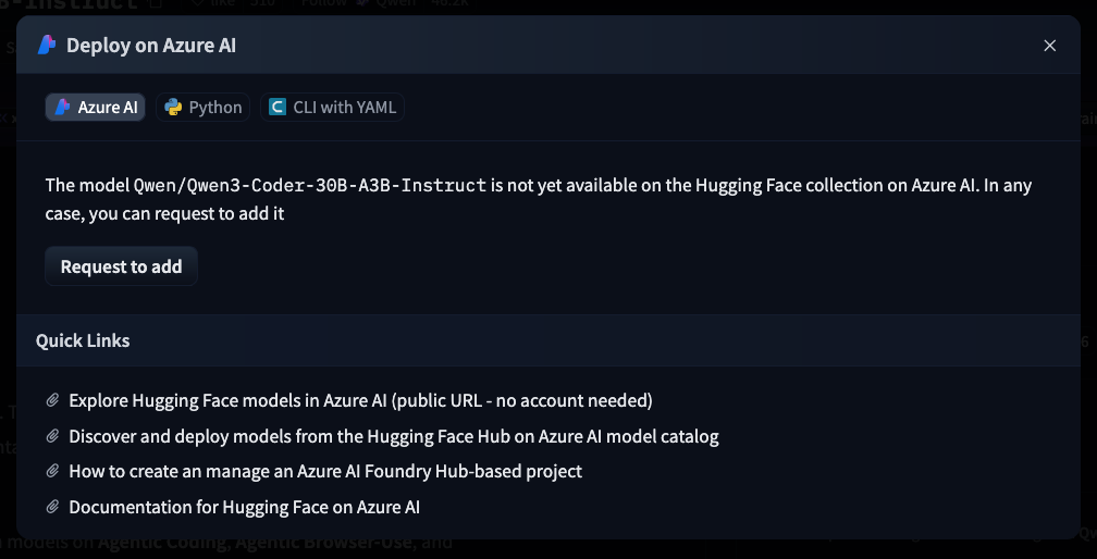 Request to add to Microsoft Foundry in the Hugging Face Hub